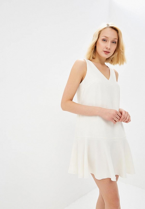 

Платье Banana Republic, Белый, SL SOLID V-NECK FLOUNCE SHIFT DRESS