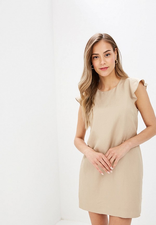 

Платье Banana Republic, SL RUFFLE SHLDR LINEN SHIFT, Бежевый