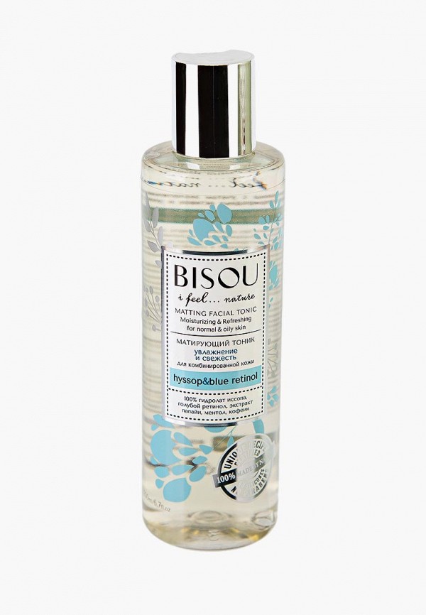 

Тоник для лица Bisou, Прозрачный, Матирующий Увлажнение и Свежесть для комбинированной кожи, 200 мл