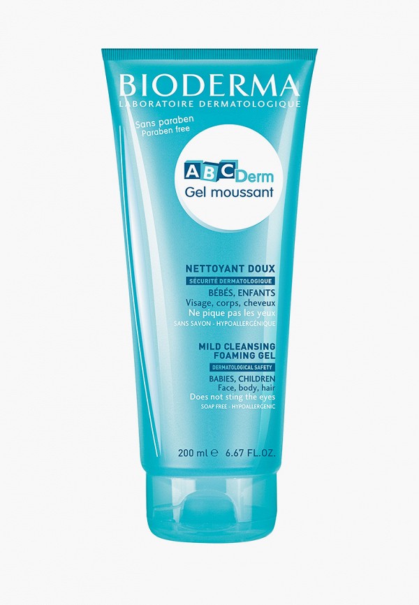 

Гель для умывания Bioderma, Голубой, ABCДерм 200 мл