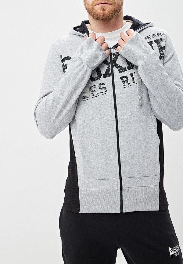 

Толстовка Boxeur Des Rues, Серый, MAN HOODED FULL ZIP SWEATSHIRT WITH LOGO