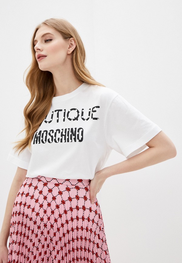 Купить футболку на ламоде. Футболка Москино белая. Moschino белые. Бутик майка. Летние платья Москино.