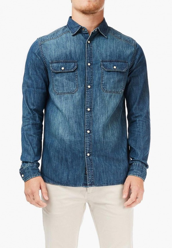 

Рубашка джинсовая Burton Menswear London, Синий, Burton Menswear London BU014EMECGU3