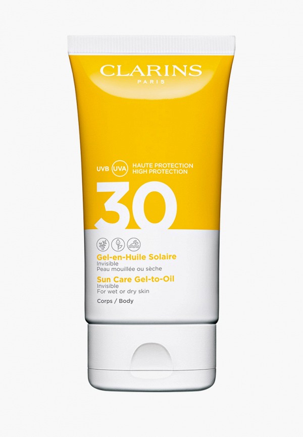 

Крем солнцезащитный Clarins, Желтый, SPF 30, Gel-en-Huile Solaire Corps, 150 мл