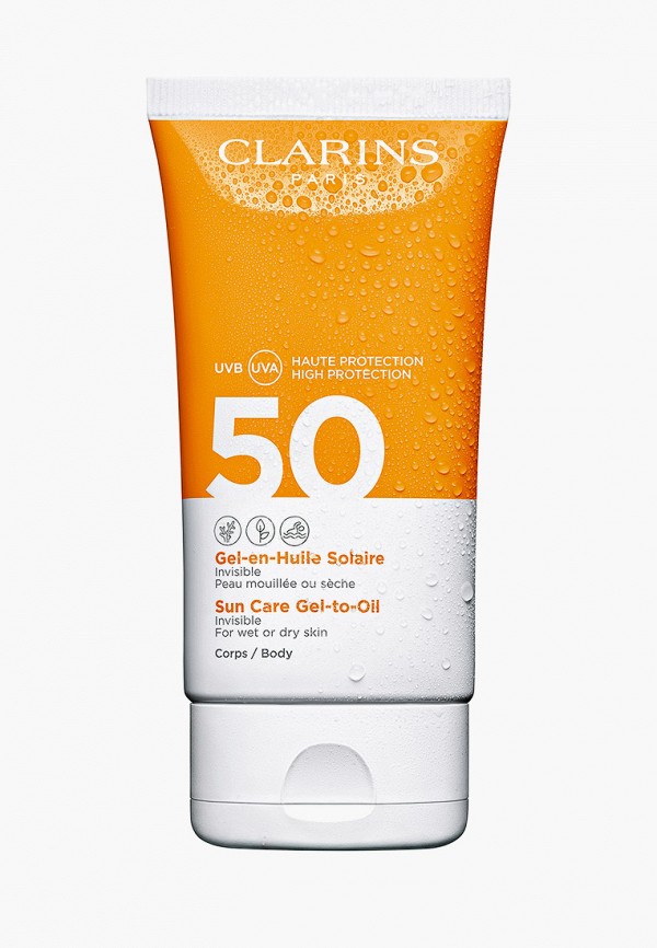 

Гель для тела Clarins, Прозрачный, SPF 50 Gel-en-Huile Solaire Corps, 150 мл