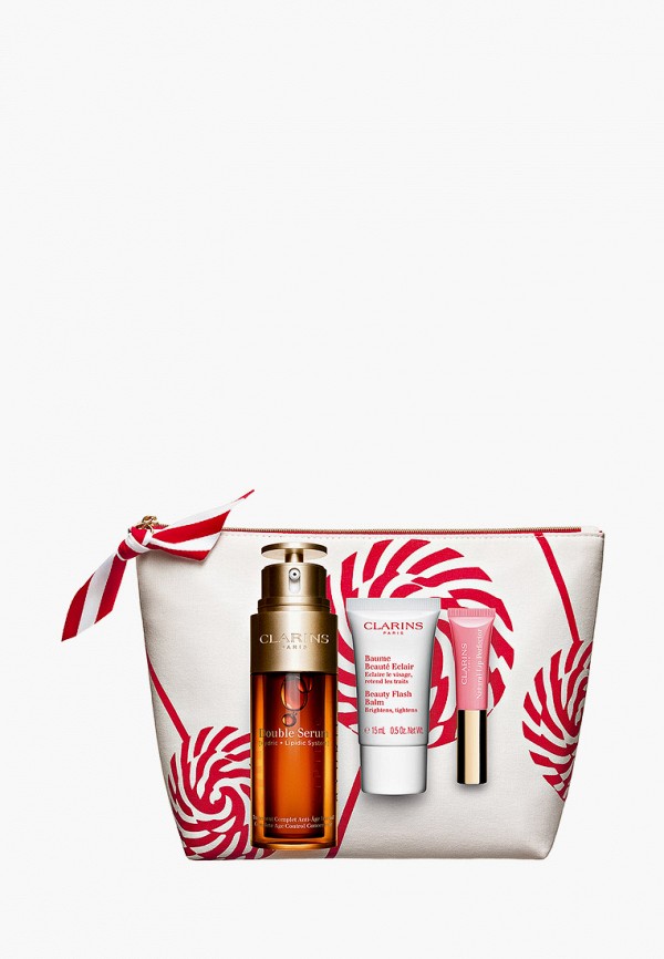 

Набор для ухода за лицом Clarins, Прозрачный, двойная сыворотка Double Serum, 50 мл, восстанавливающий бальзам Baume Beauté Éclair, 15 мл, блеск для губ Natural Lip Perfector, оттенок 01, 5 мл