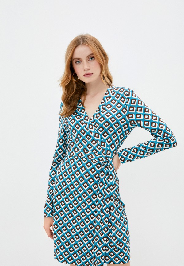 

Платье Diane von Furstenberg, Голубой, DVF LS BANDED JULIAN