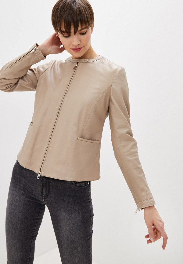 

Куртка кожаная Emporio Armani, Бежевый