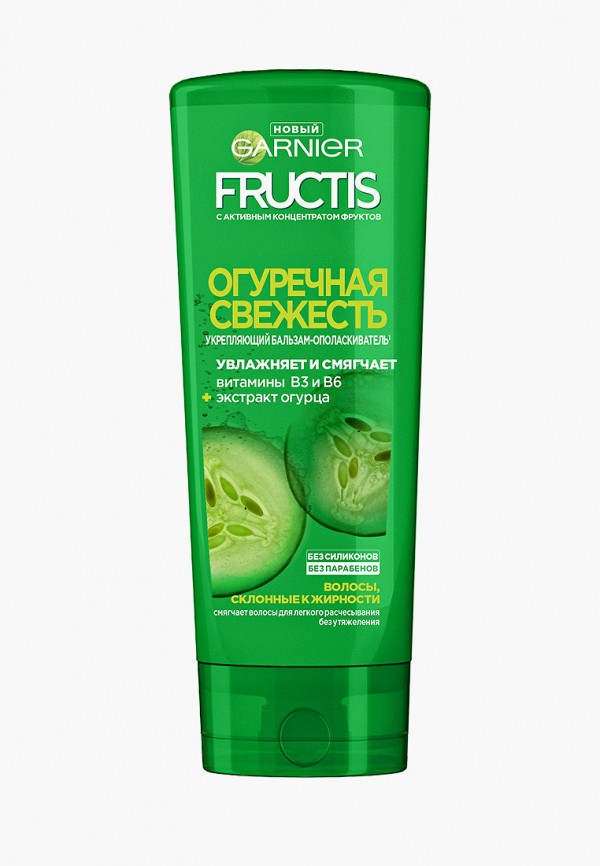 

Бальзам для волос Garnier, Розовый, "Фруктис, Огуречная Свежесть", укрепляющий, для волос, склонных к жирности, 400 мл, с экстрактом огурца