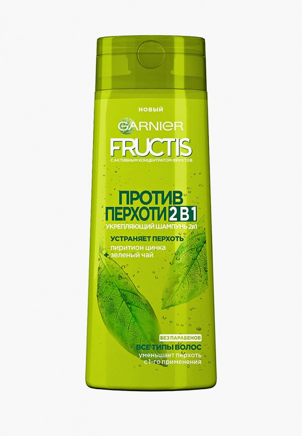 

Шампунь Garnier, Зеленый, с зеленым чаем и пиритионом цинка, против перхоти, укрепляющий, для всех типов волос, 250 мл