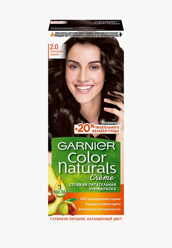 

Краска для волос Garnier, Черный, "Color Naturals", оттенок 2.0, Элегантный Черный