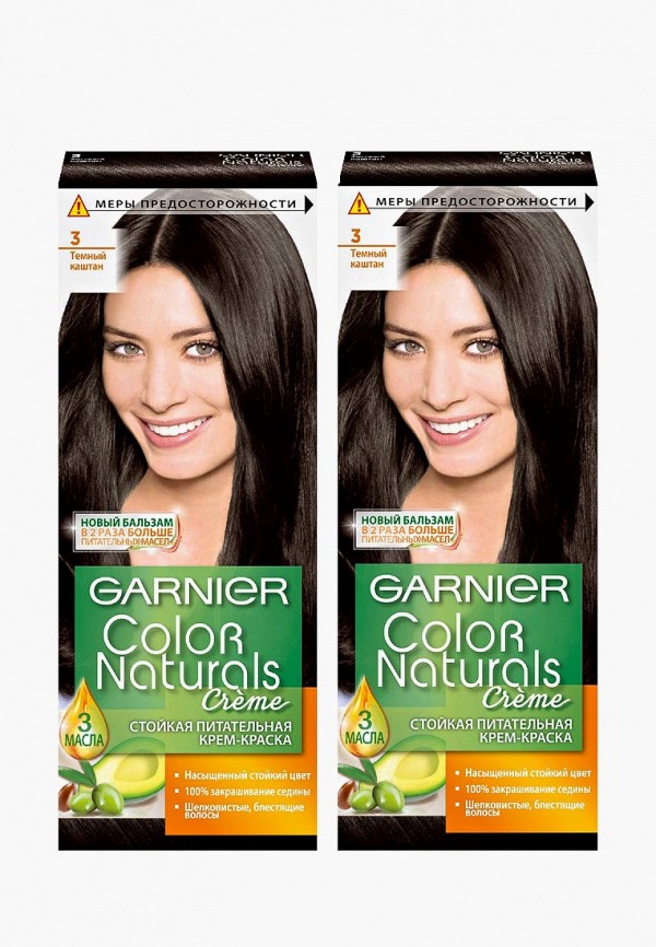 

Краска для волос Garnier, Коричневый, "Color Naturals", оттенок 3, Темный каштан, 2 шт