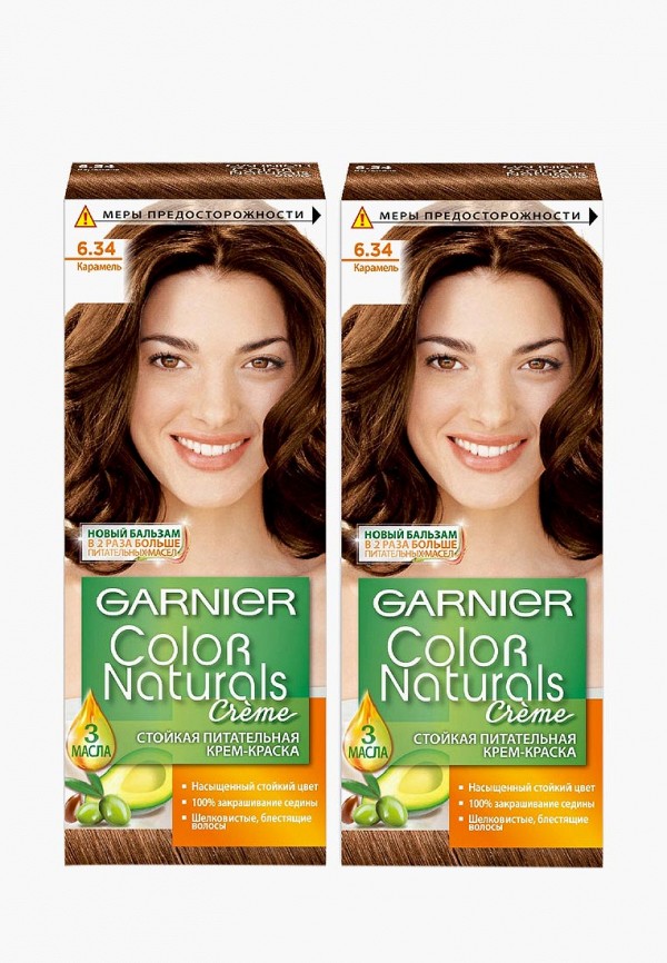 

Краска для волос Garnier, Коричневый, "Color Naturals", оттенок 6.34, Карамель, 2 шт