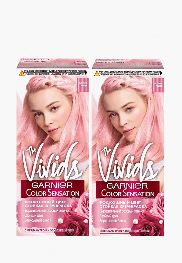 

Краска для волос Garnier, Розовый, "Color Sensation, Роскошь цвета", The Vivids, с перламутром, Пастельно-розовый, 110 мл, 2 шт