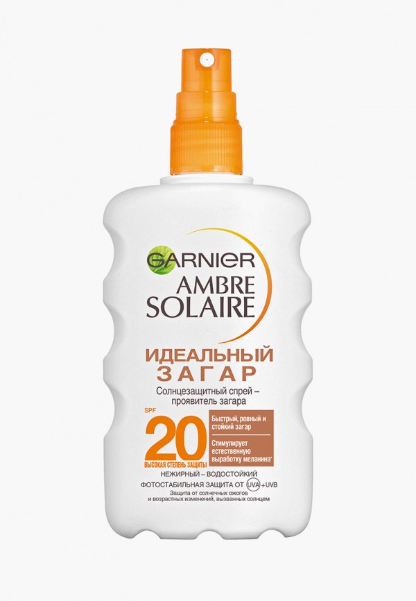 

Спрей солнцезащитный Garnier, Белый, -проявитель загара Ambre Solaire "Идеальный загар",нежирный,водостойкий,SPF 20, 200мл