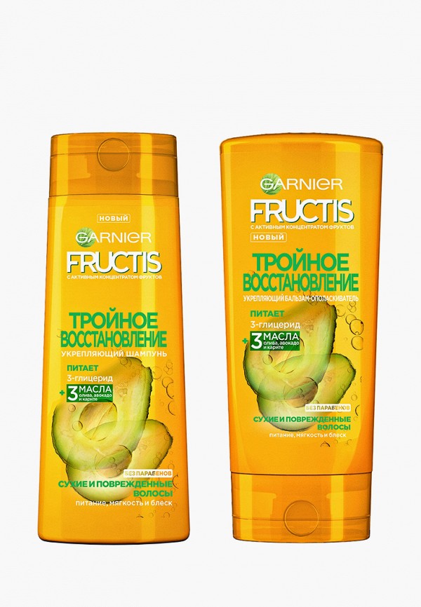 

Набор для ухода за волосами Garnier, Прозрачный, Garnier Fructis Тройное восстановление Шампунь 250мл и Бальзам 200 мл