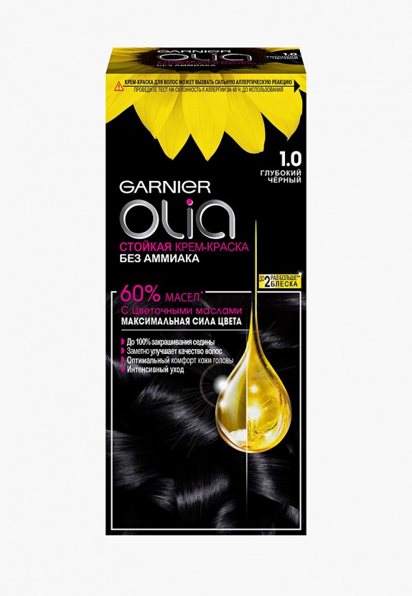 

Краска для волос Garnier, Черный, "Olia" с цветочными маслами, без аммиака, 112 мл.