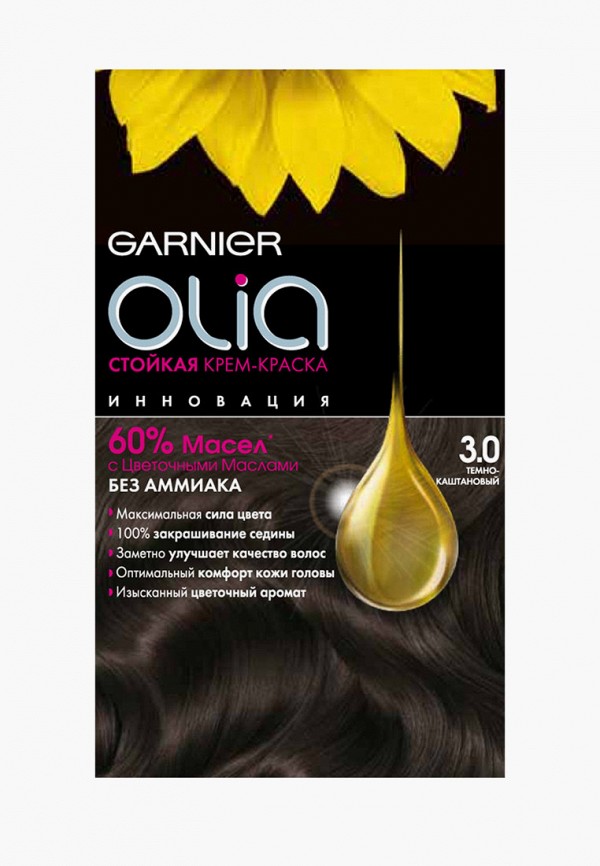 

Краска для волос Garnier, "Olia" без аммиака, оттенок 3., Темно-каштановый, Коричневый