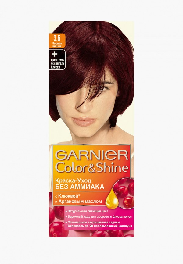 

Краска для волос Garnier, Бордовый, "Color&Shine" без аммиака, оттенок 3.6, Черная вишня
