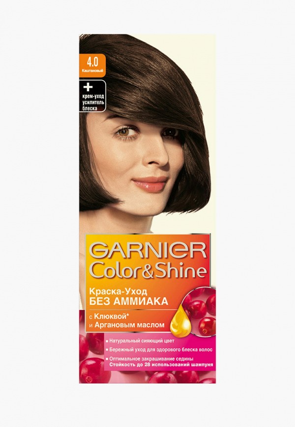 

Краска для волос Garnier, "Color&Shine" без аммиака, оттенок 4.0, Каштановый