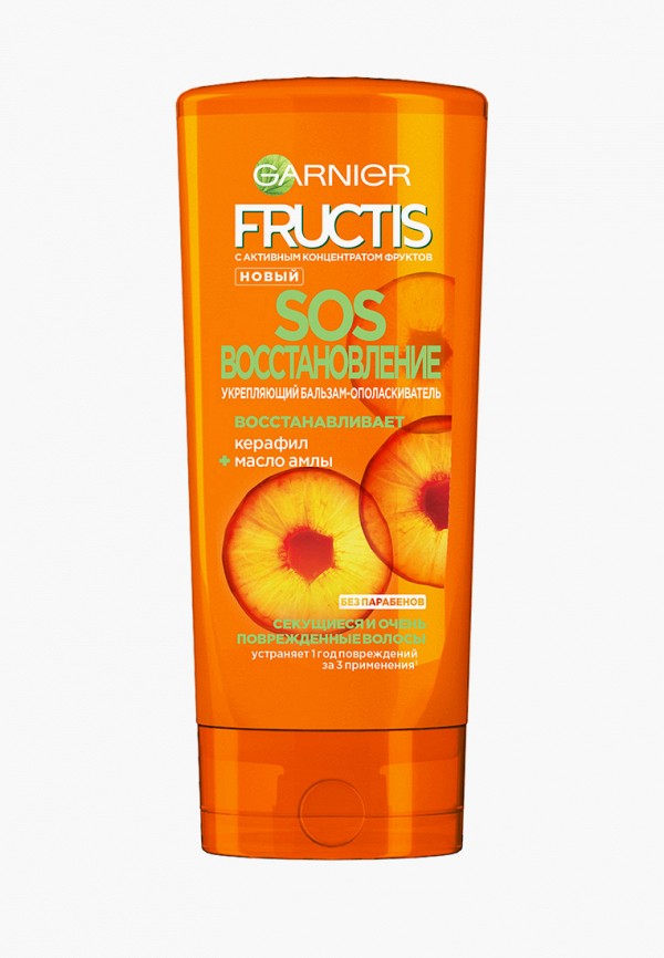 

Бальзам для волос Garnier, Прозрачный, Фруктис, SOS Восстановление, укрепляющий, для секущихся и очень поврежденных волос, 200 мл, с Керафилом и Маслом Амлы