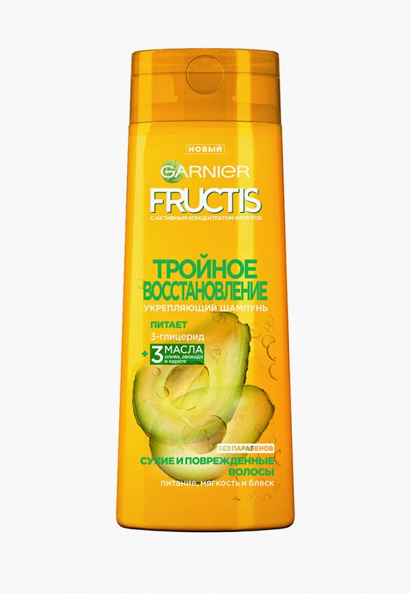 

Шампунь Garnier, Желтый, Фруктис, Фруктовый коктейль укрепляющий, для нормальных и сухих волос, 400 мл
