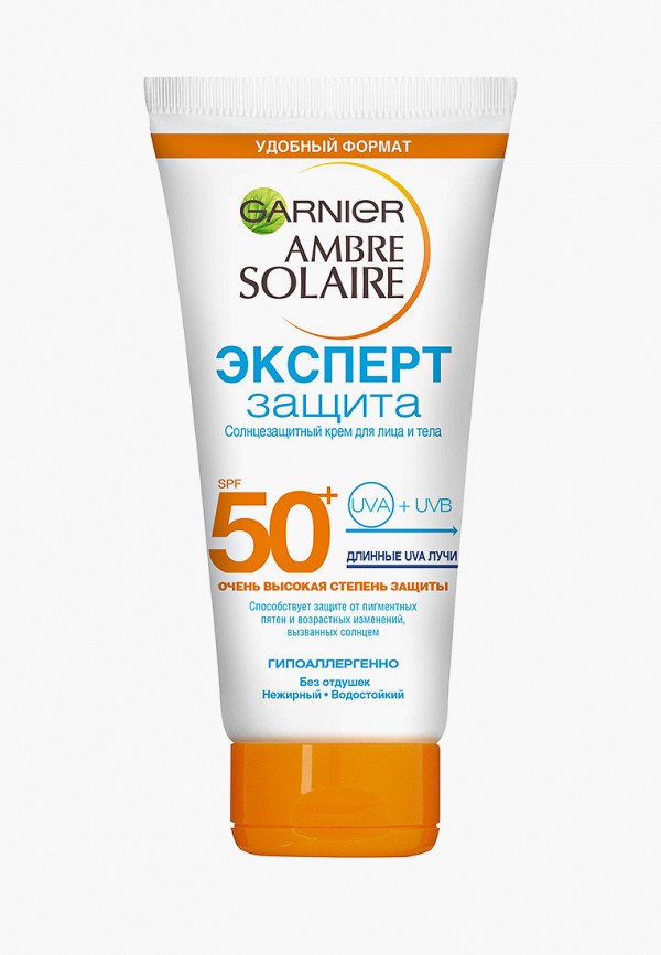 

Крем солнцезащитный Garnier, Прозрачный, Ambre Solaire, SPF 50+, 50 мл