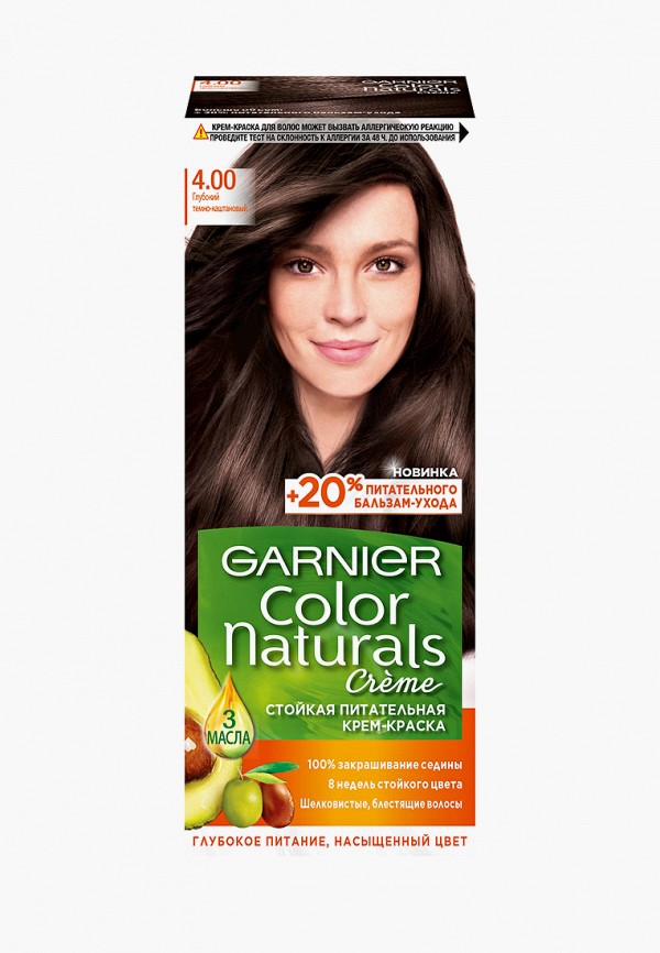 

Краска для волос Garnier, "Color Naturals", оттенок 4.00, Глубокий темно-каштановый