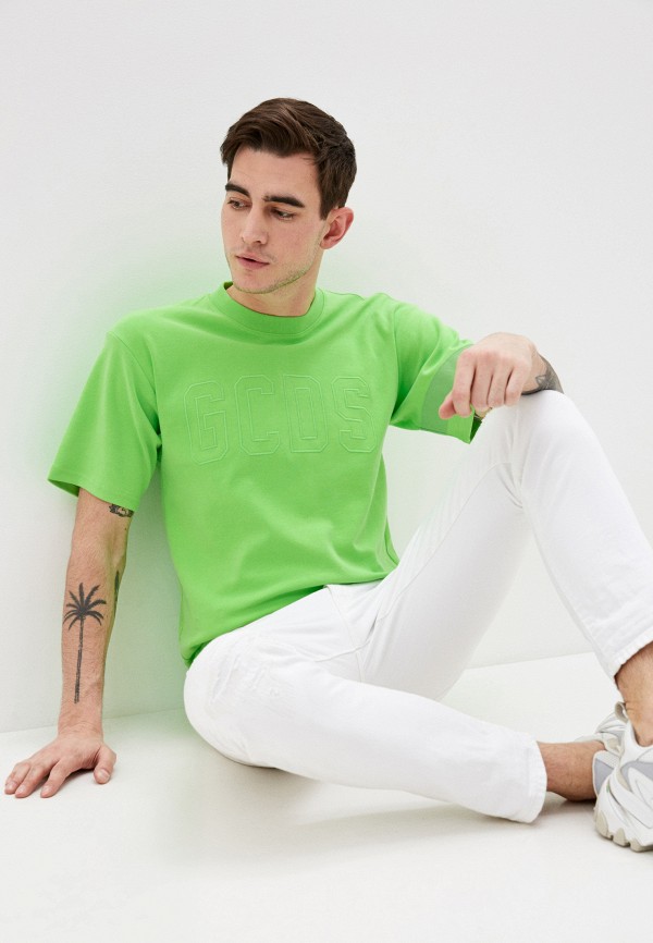 

Футболка GCDS, Зеленый, FLUO LOGO TEE