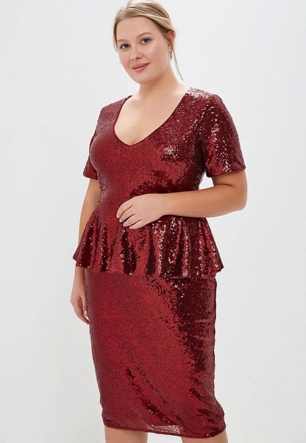 

Платье Goddiva Size Plus, Бордовый