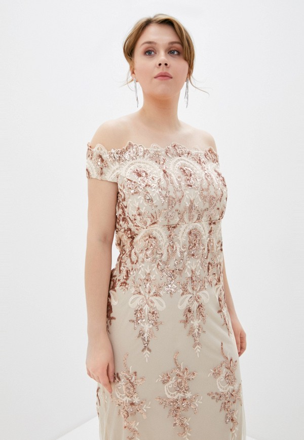 

Платье Goddiva Size Plus, Бежевый, Goddiva Size Plus GO015EWJCYN0