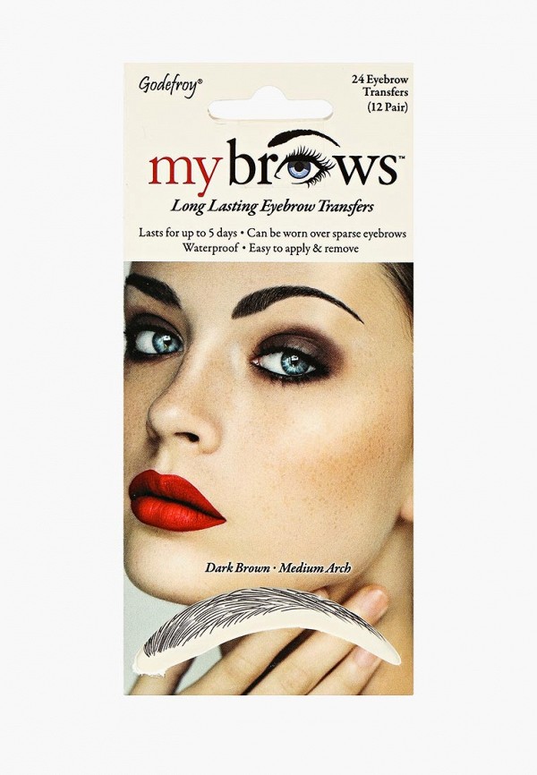 

Временная татуировка Godefroy, Eyebrow Transfers 12 пар, форма:сред.арка, темно-коричневый
