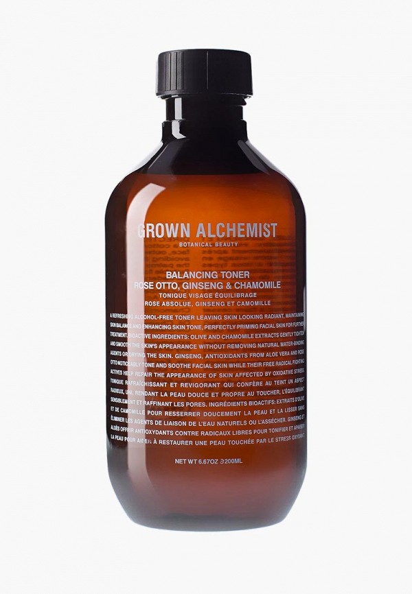 

Тоник для лица Grown Alchemist, Прозрачный, Балансирующий "Роза, женьшень, ромашка" 200 мл