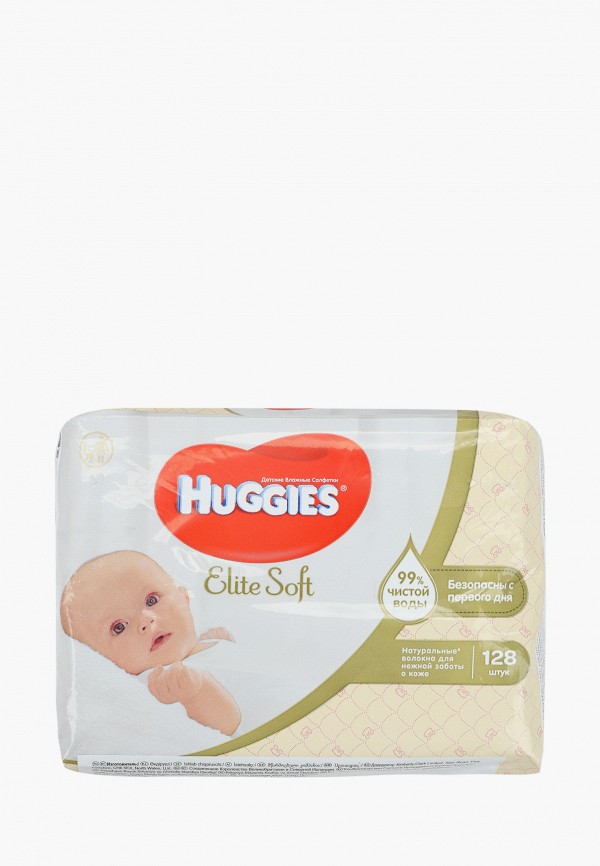 

Влажные салфетки Huggies, Белый, детские, Elite Soft, 128 шт