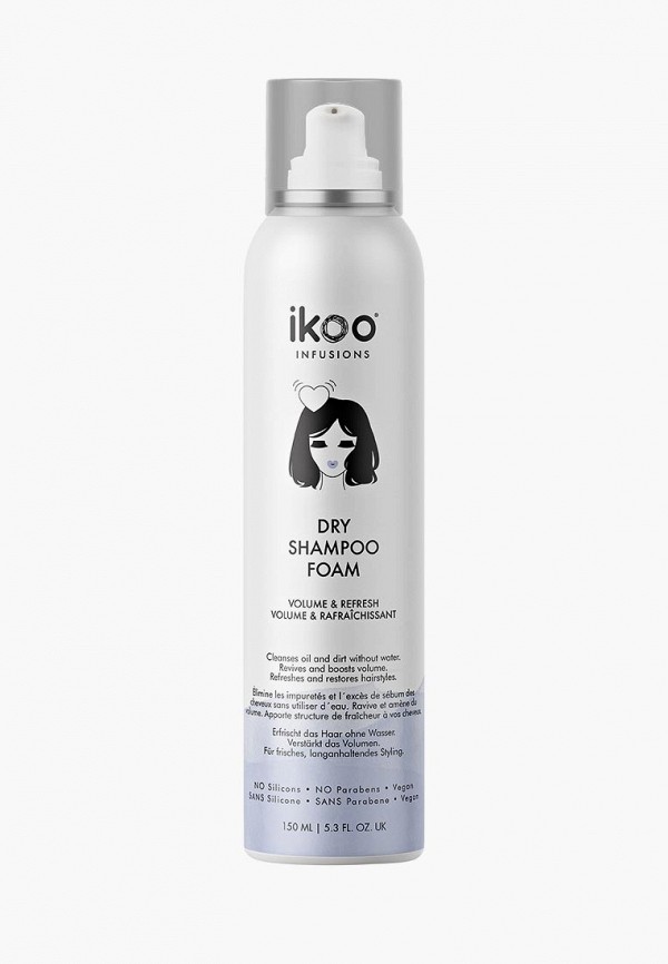 

Сухой шампунь ikoo, Прозрачный, infusions Dry Shampoo Foam Volume & Refresh Объем и свежесть. 150 мл