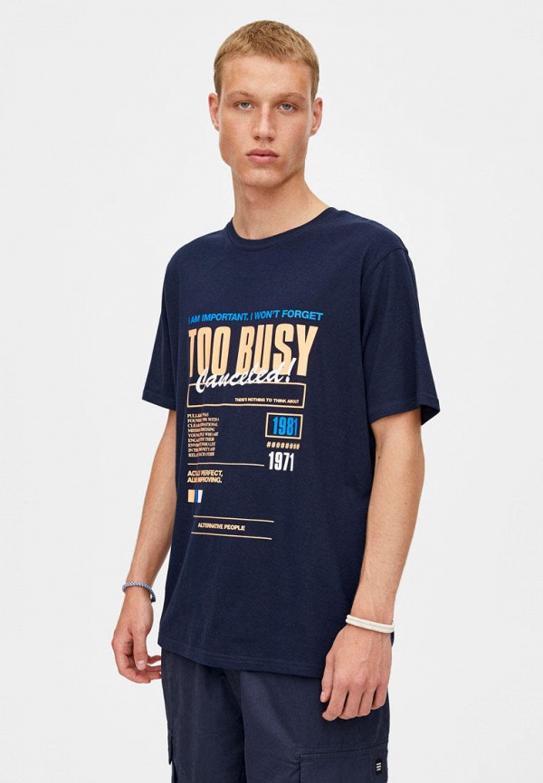 

Футболка Pull&Bear, Синий, Join Life