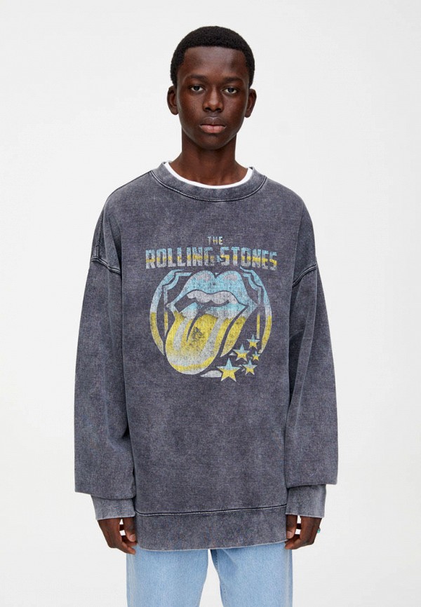 

Свитшот Pull&Bear, Серый, ROLLING STONES