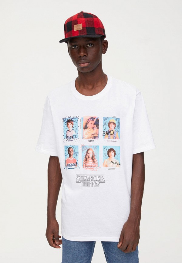 

Футболка Pull&Bear, Белый, STRANGER THINGS 3