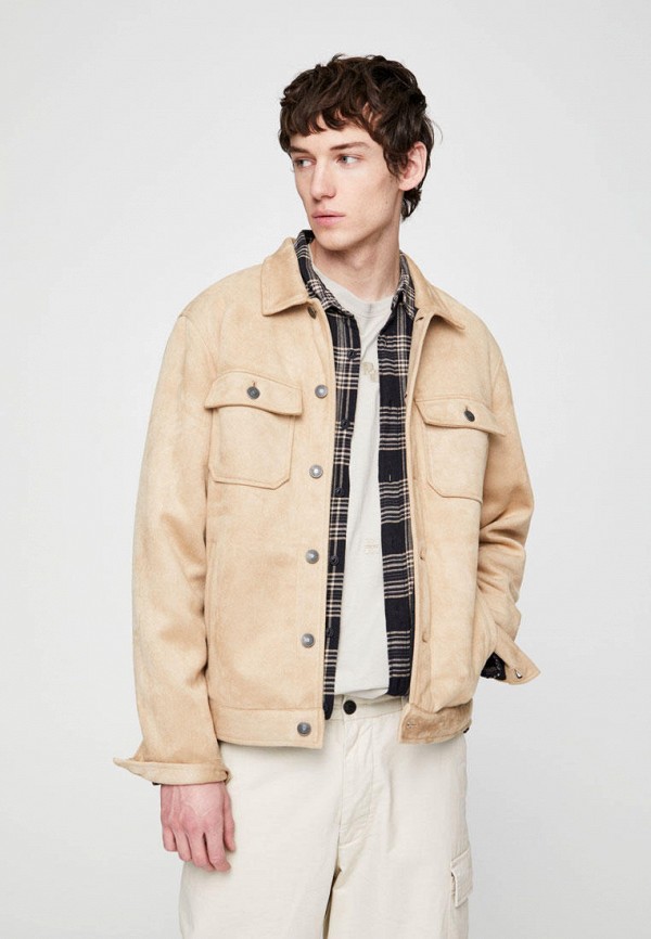 

Куртка кожаная Pull&Bear, Бежевый