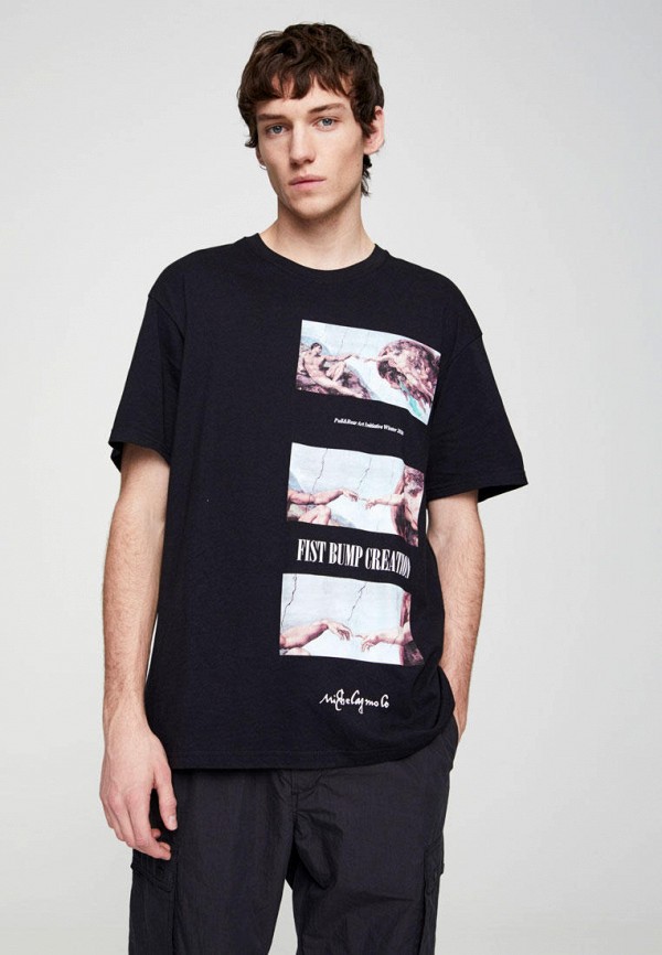 

Футболка Pull&Bear, Черный, CAPILLA SIXTINA