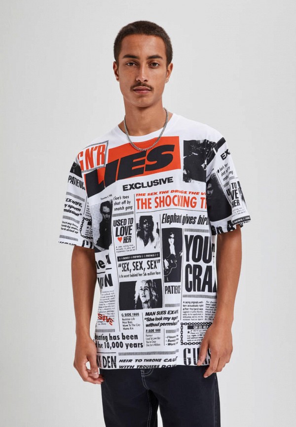 

Футболка Pull&Bear, Белый, GUNS N ROSES