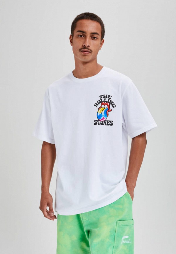 

Футболка Pull&Bear, Белый, ROLLING STONES