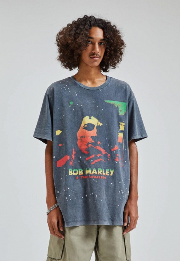 

Футболка Pull&Bear, Серый, BOB MARLEY