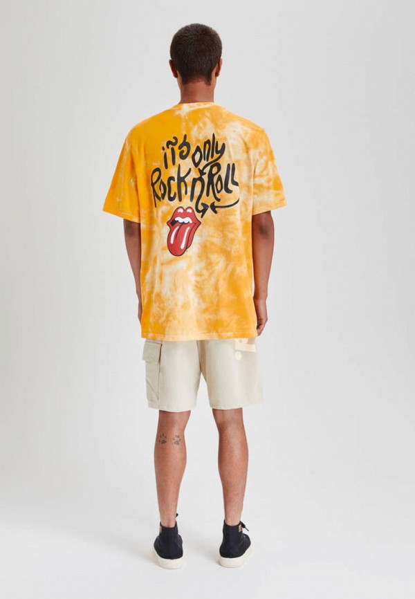 

Футболка Pull&Bear, Желтый, ROLLING STONES