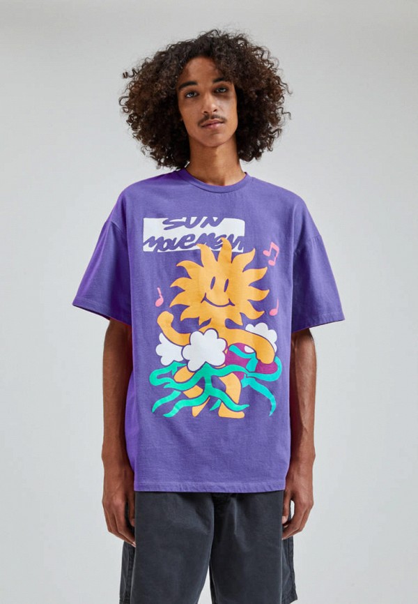 

Футболка Pull&Bear, Фиолетовый, Join Life
