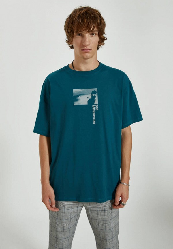 

Футболка Pull&Bear, Бирюзовый, Join Life
