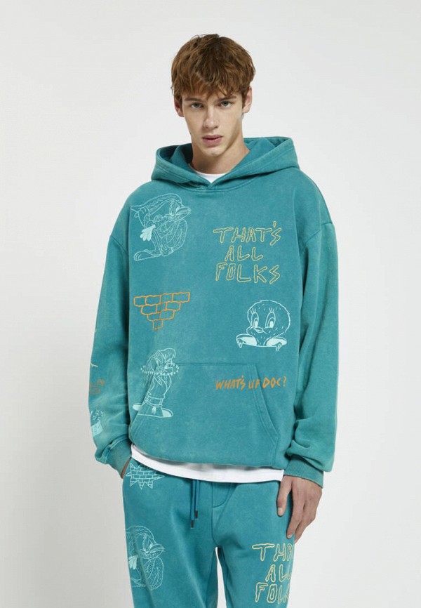 

Худи Pull&Bear, Бирюзовый, LOONEY TUNES