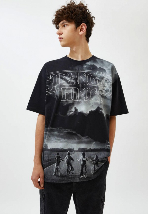 

Футболка Pull&Bear, Черный, STRANGER THINGS 3, Join Life