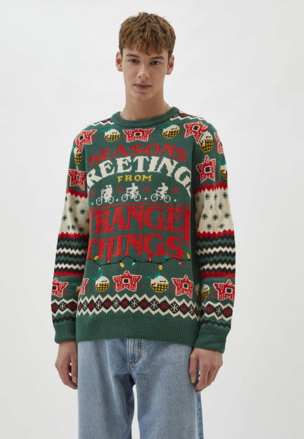 

Джемпер Pull&Bear, Зеленый, STRANGER THINGS 3