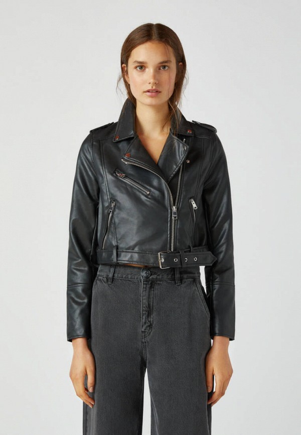 

Куртка кожаная Pull&Bear, Черный, Join life